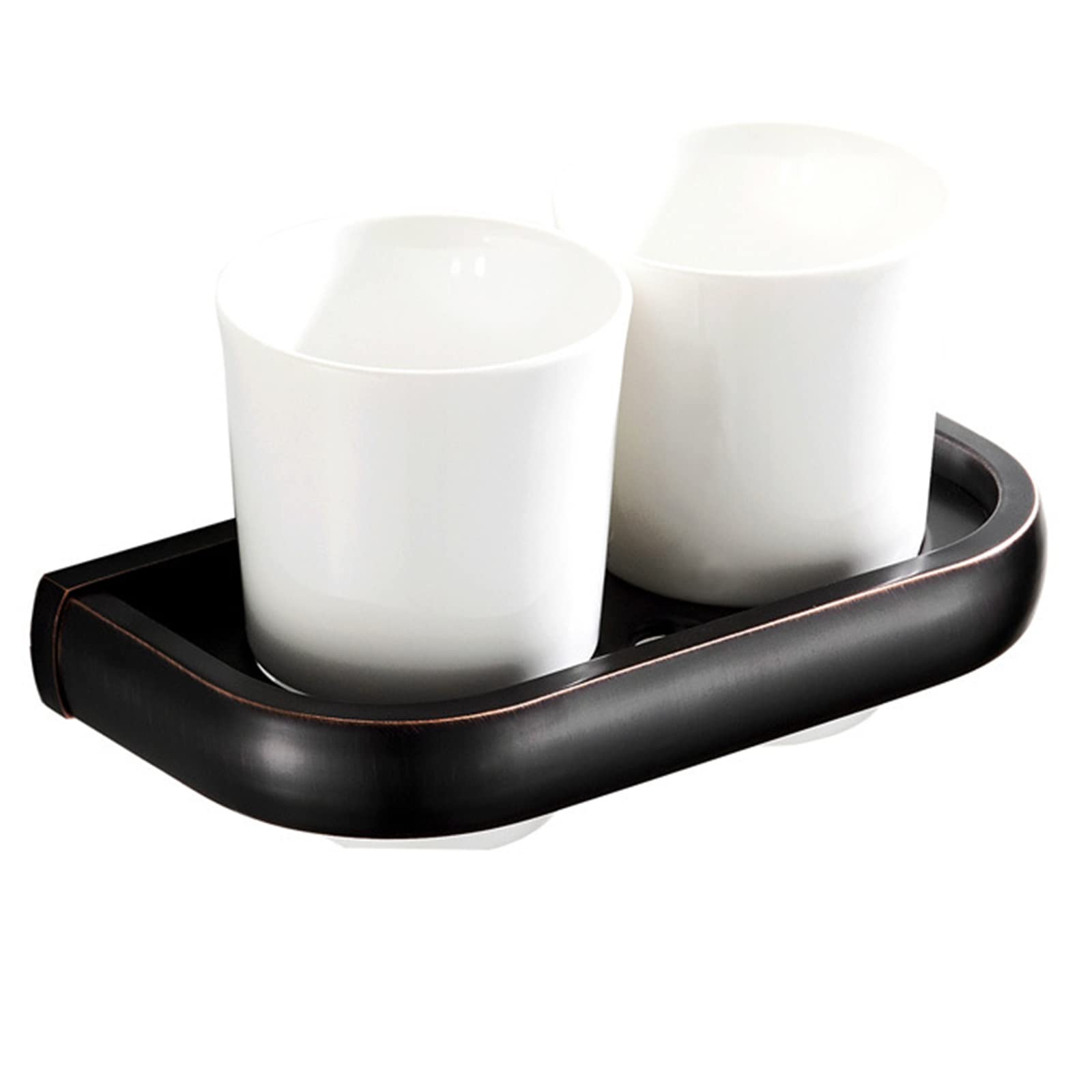 Soporte De Cepillo De Dientes Antiguo Negro, Soporte De Vaso De Cepillo De Dientes Montado En La Pared para Baño, Soporte De Cepillo De Dientes De Latón con Tazas De Cerámica