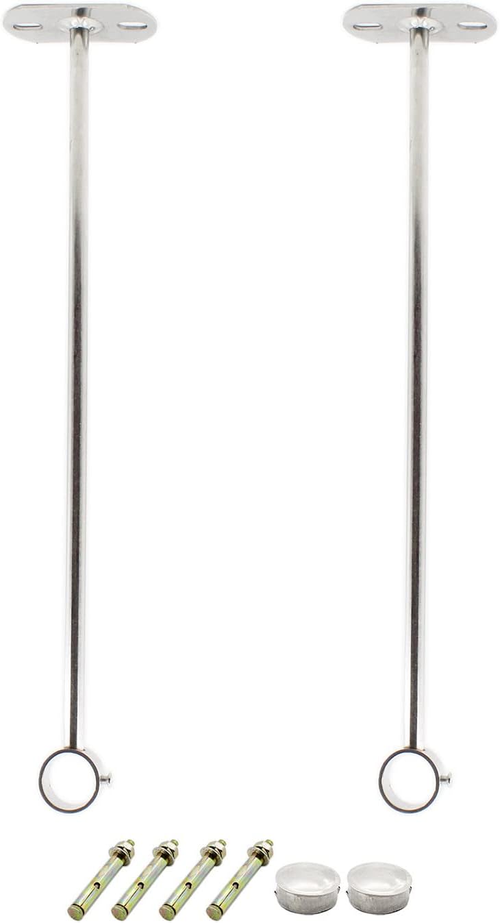 2 Pack Ceiling Mount Bracket, Stainless Steel Wardrobe Pipe Bracket Rod Holder Ceiling Holder, ULIFESTAR Shower Curtain Closet Wardrobe Rod Lever Support Holder Pipe Flange Socket 32x500mm/1.26x20''