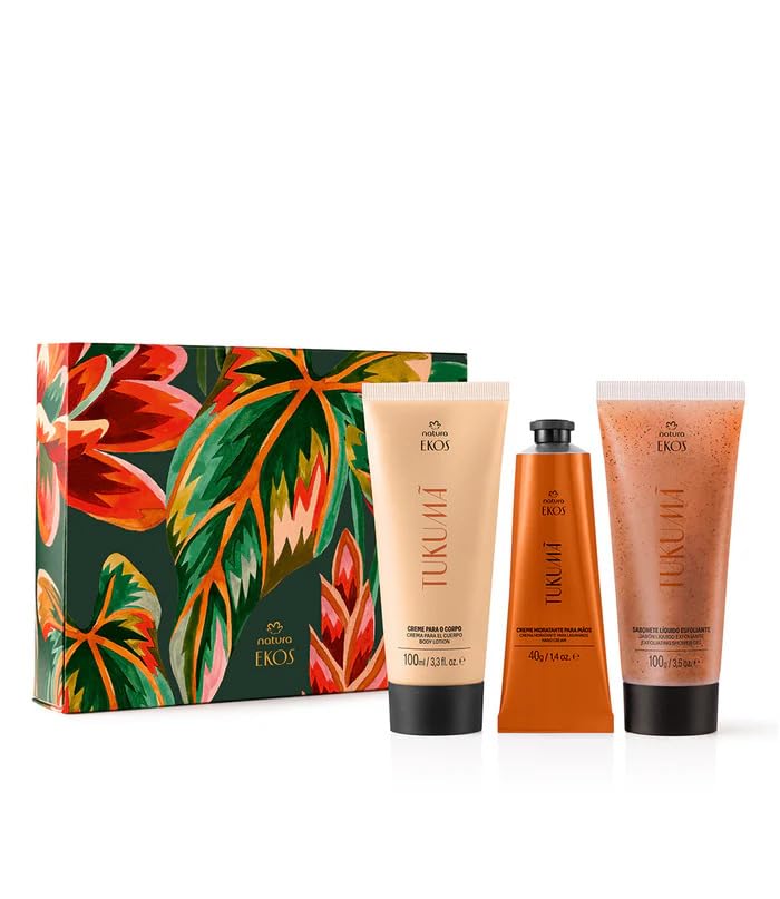 Natura - Tukumã Anti-Signs of Aging Brazilian Holiday Set – Vegan Body Care Gift Set with Hyluronic Acid Body Lotion, Hydrating Hand Cream & Exfoliating Shower Gel – Firming & Revitalizing