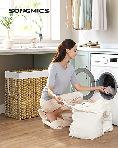 Corbeille à linge 2 compartiments SONGMICS : tressage artisanal et finitions premium - 3