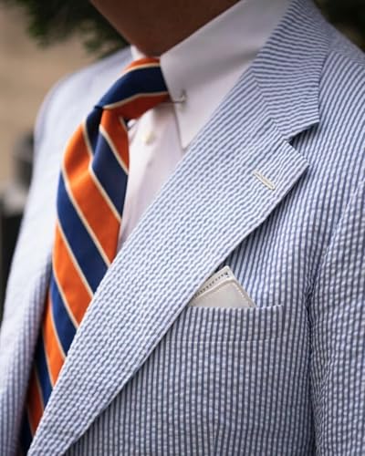 SHUZHXLZANGY Mens Seersucker Suit 2 Piece Slim Fit Summer Suit for Wedding Striped Suit Prom Party4