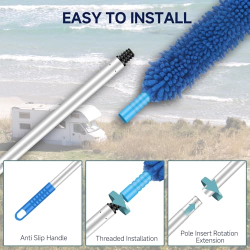 Ejytrvt RV AWNING CLEANING MOP-001 Rv Awning Mop, Bendable Head With 2 Washable & Replaceable Mop, 79-Inch Telescopic Awning Cleaner thumb #5
