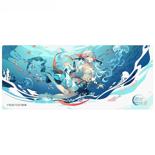 Yeston Sakura Atlantis 27.5 * 11.8 * 0.12in(700 * 300mm) Mouse pad, Thick Extended Mouse Mat Non-Slip Spill-Resistant Desk Pad