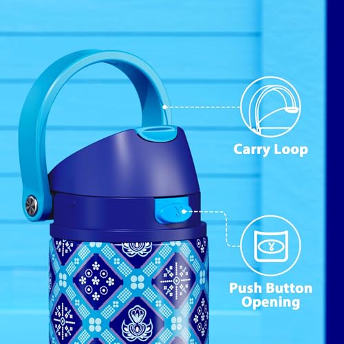 Image of 24 oz Insulated Water Bottle for Men: Meoky Stainless Steel Water Bottle with Holder and Shoulder Strap - Leak Proof, Cold for 24 Hours, Fits in Car Cup Holder, BPA-Free for Sports Travel, Blue Faith