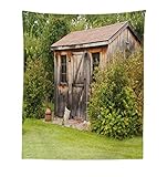 Lunarable Rural Tapestry, Rustic Old Charming House Wooden Barn at Countryside Garden Shed Timber Scenery, Fabric Wall Hanging Decor for Bedroom Living Room Dorm, 23' X 28', Lime Green Cocoa