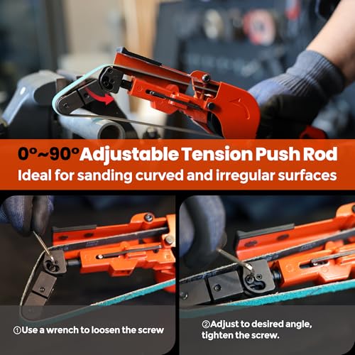Image of 3 /4 inch x 20.5 inch Air Belt Sander with 12Pcs Zirconia 40 /60 /80 /120 Grit Belts | ABRAPRO Mini Pneumatic Belt Sander for Woodworking, Iron, Metal, stainless steel