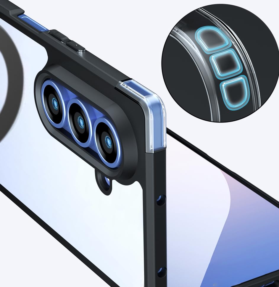 Image of For Galaxy Z Fold 6 Case, Transparent Design, Shockproof, Scratch Resistant Back, Magnetic Compatible, MagSafe Matte, US Military MIL Certified, Hybrid TPU Bumper, PC Micro Dot, No Yellowing and