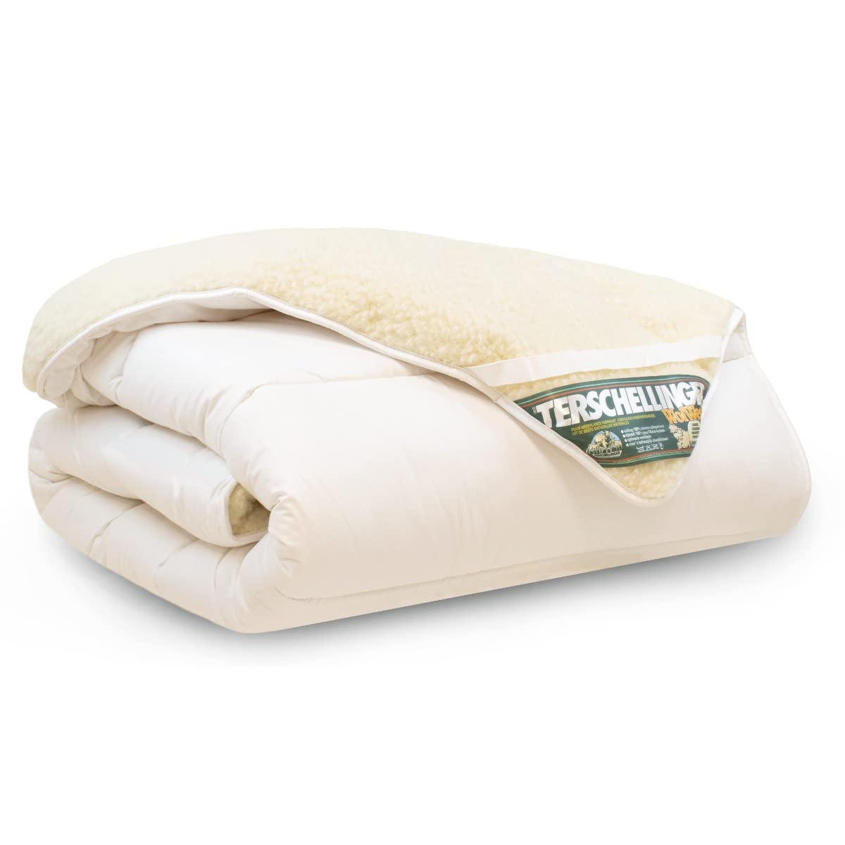 Terschellinger Lammflor Wollunterbett 100% IWS-Schurwollauflage 2-in-1 Matratzenauflage 160 x 200 cm