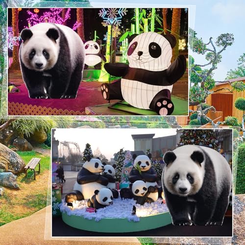 Image of Geelin 5ft Panda Cardboard Standup Cutout Life Size Jungle Safari Animal Theme Party Backdrop Photo Prop Stand up for Zoo Safari Jungle Themed Birthday Party Decoration Supplies