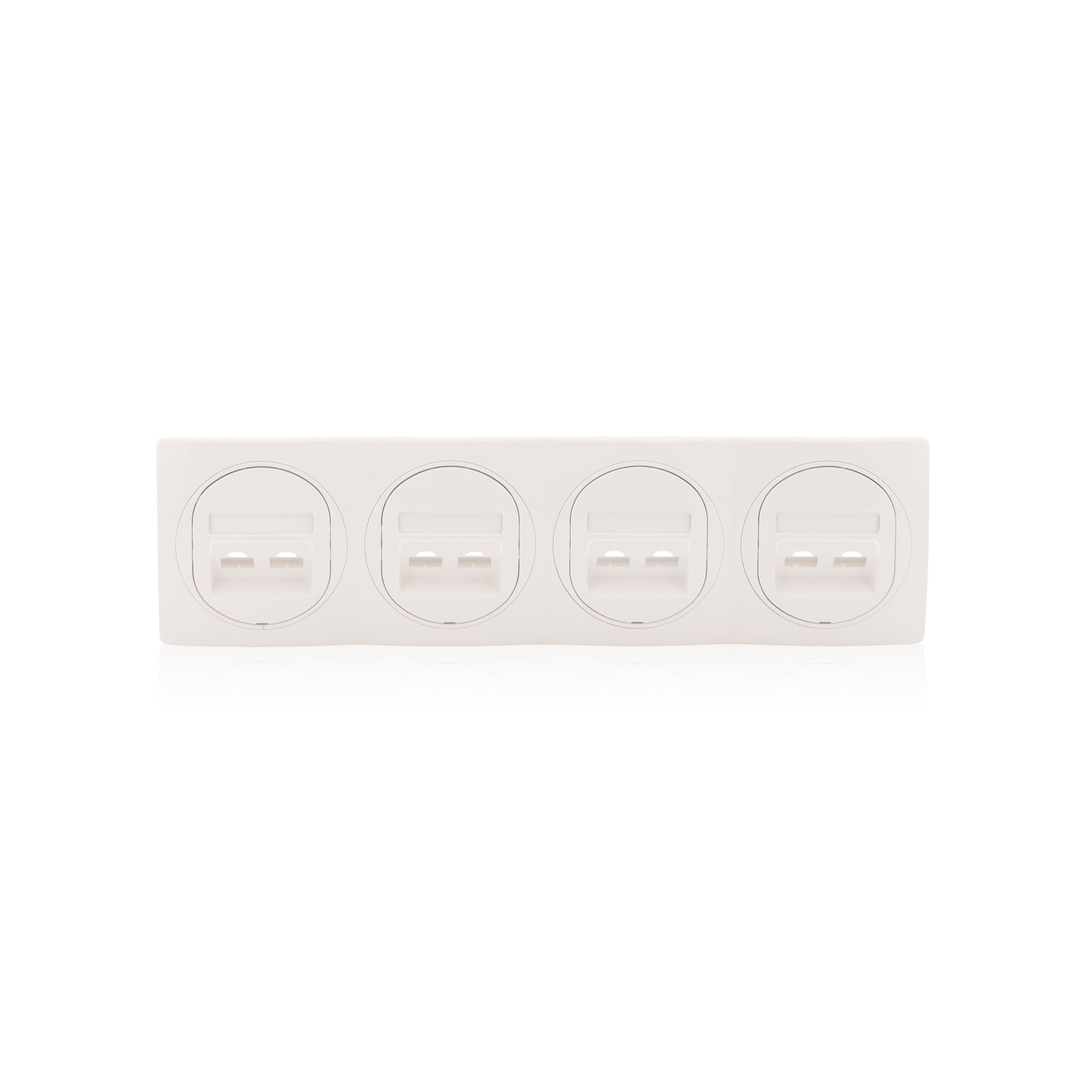 Nobilis Set 4x Datenbuchse Weiß, 2-fach 2xRJ45 Cat 6 FTP, Ø 60mm & 4er Rahmen, horizontal 80 x 293mm