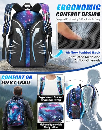 Image of ProEtrade Extra Large Backpack Bookbag for College Travel Laptop Business Hiking Backpack Fit Laptop Up to 17 Inch Sturdy Multi Compartment Gifts for Men Women Night Light Reflective (Light Galaxy)