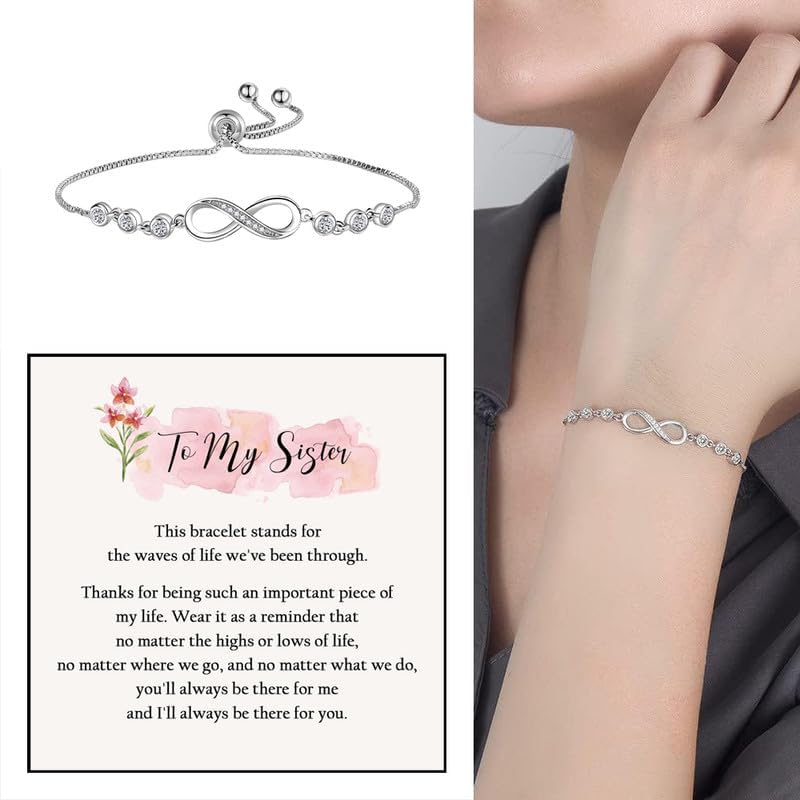Sister Gift Infinity Bracelet for Women, Stainless Steel Bracelets from Sister, Best Friend or Brother, Birthday Christmas Gift - Image 4