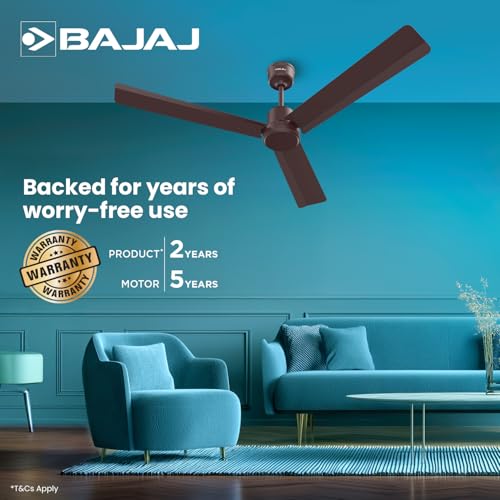 Image of Bajaj Classico Sleek 5S 1200MM(48) BLDC Ceiling Fan with Remote|BEE 5 Star Rated Energy Efficient|Saves upto 57% on electricity bills|Sleek Compact Design|High Air Delivery|2Yr Warranty|Red Walnut