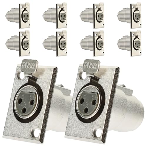Conectores XLR de 3 pines resistentes KONTONTY clavijas de panel para audio sin interferencias 6