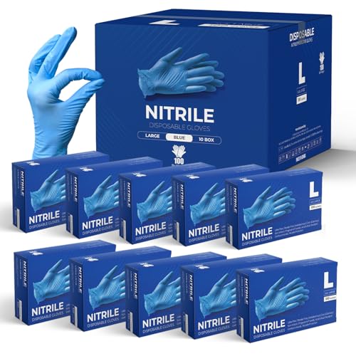 eatasty 1000 Pacchetto Guanti Monouso Nitrile blu, Senza Polvere e Senza Lattice Guanti monouso, Ambidestri, Non Sterili, Adatti per Ambiti Medici, Manipolazione degli Alimenti - multiuso