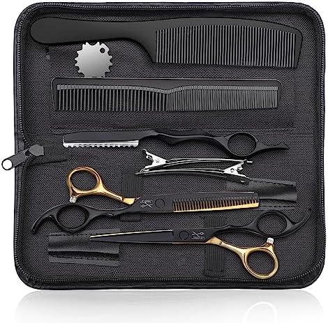 JASON Hairdressing Scissors Set Professional - Hair Scissors Set (Hair Cutting Scissors&Thinning Scissors) 6.5" Hair Scissors Hairdressing Scissors for Hairdresser/Beginner Hairdresser Set, Rose Gold