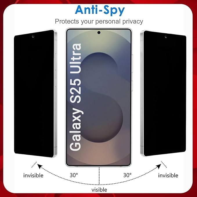 Image of Privacy Tempered Glass Screen Protector Compatible for Samsung Galaxy S25 Ultra with Edge to Edge Coverage and Easy Installation kit