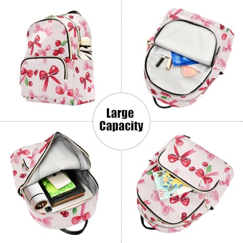 Image of ALAZA Cherry Bow Fruit Women Backpack Purse Ladies Fashion Shoulder Bag Daypack Travel Bag 10L