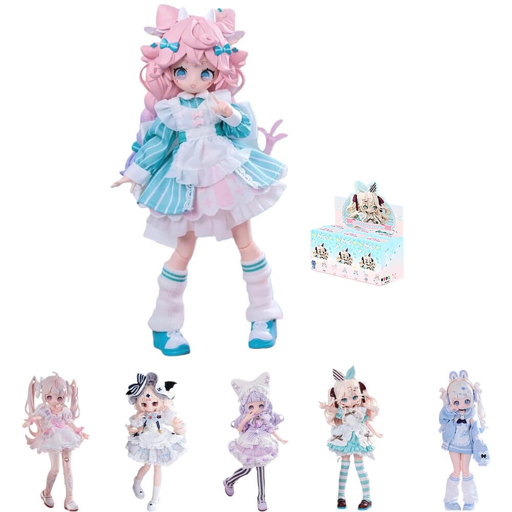 niannyyhouse BJD Blind Box Figurines, Sugary Girls Series, 18cm, 1/8 MJD Ball Jointed Doll, Collectable Action Figure (6PCs)