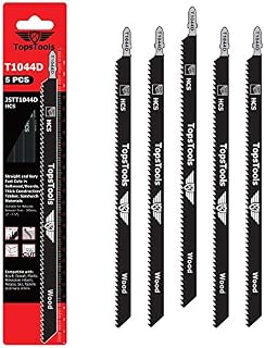 5 x TopsTools JSTT1044D T1044D 250mm Long Clean and Fast Cuts Wood Cutting Jigsaw Blades Compatible with Bosch, Dewalt, Makita, Milwaukee and many more