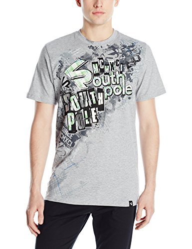 Southpole Men's Foil and Screen Print Graphic T-Shirt with Plaid Backgrounds