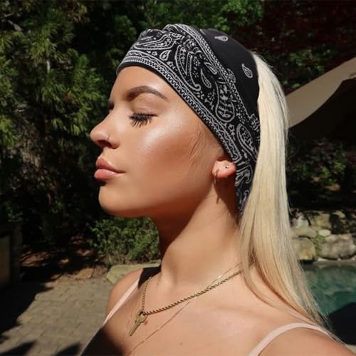 Image of DRESHOW 4 Pack Turban Headbands for Women Wide Vintage Head Wraps Knotted Cute Hair Band Accessories