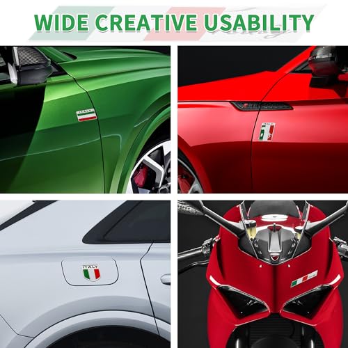 Image of TOMALL 4Pcs 3D Metal Italy Flag Emblem Badge Decals for All Cars for Side Fender Italian Badges Trucks Laptop Zinc Alloy Symbol Modified Emblems Logo Decorations Stickers for Car Exterior Accessories