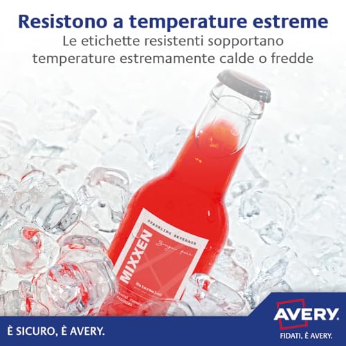 AVERY Zweckform L4775-100 Wetterfeste Folienetiketten (100 Klebeetiketten, 210x297mm auf A4, extrem stark selbstklebend, wasserfest, strapazierfähig, bedruckbare Outdoor Klebefolie) 100 Blatt, weiß