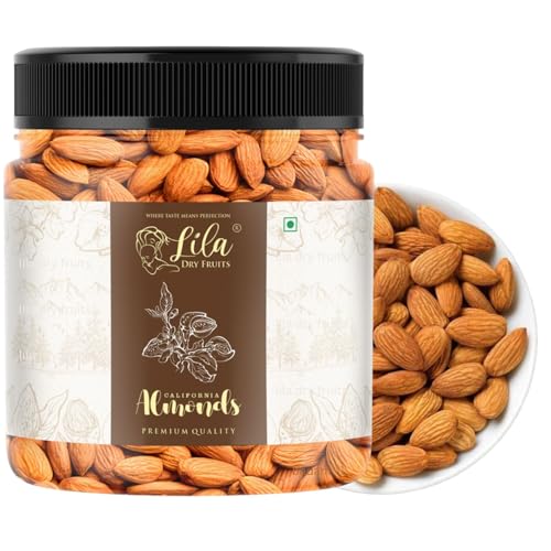 LILA DRY FRUITS Badam 400 Gms California Almond for Party Snacking Raw and Natural Almonds | Almond for Cooking, Dieting & Breakfast | Dry Fruits Badaam Perfect for Gifting