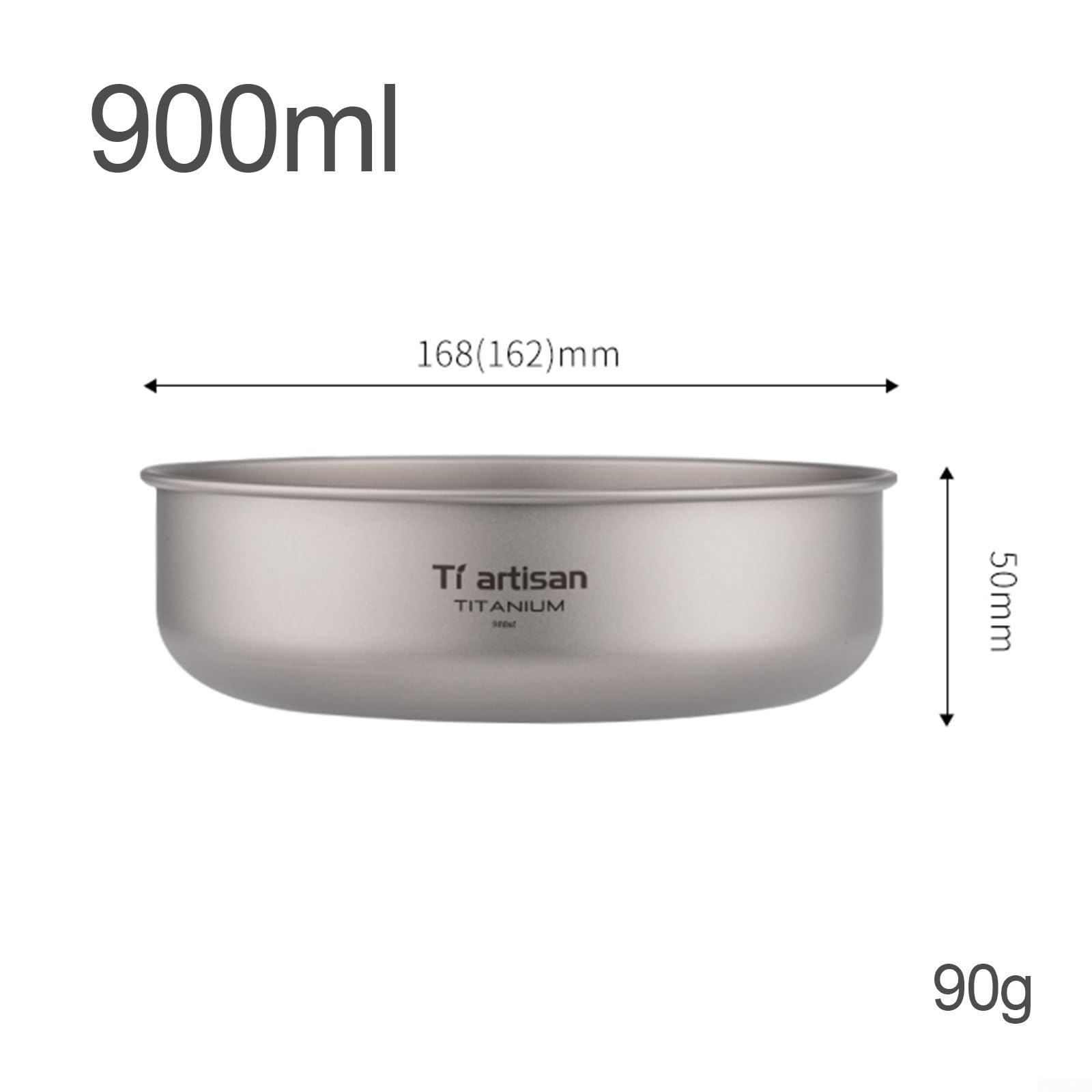 DAZZLEEX Ta3709 - Cuenco de titanio, placa de titanio para camping y senderismo, 0,5 mm (900 ml)