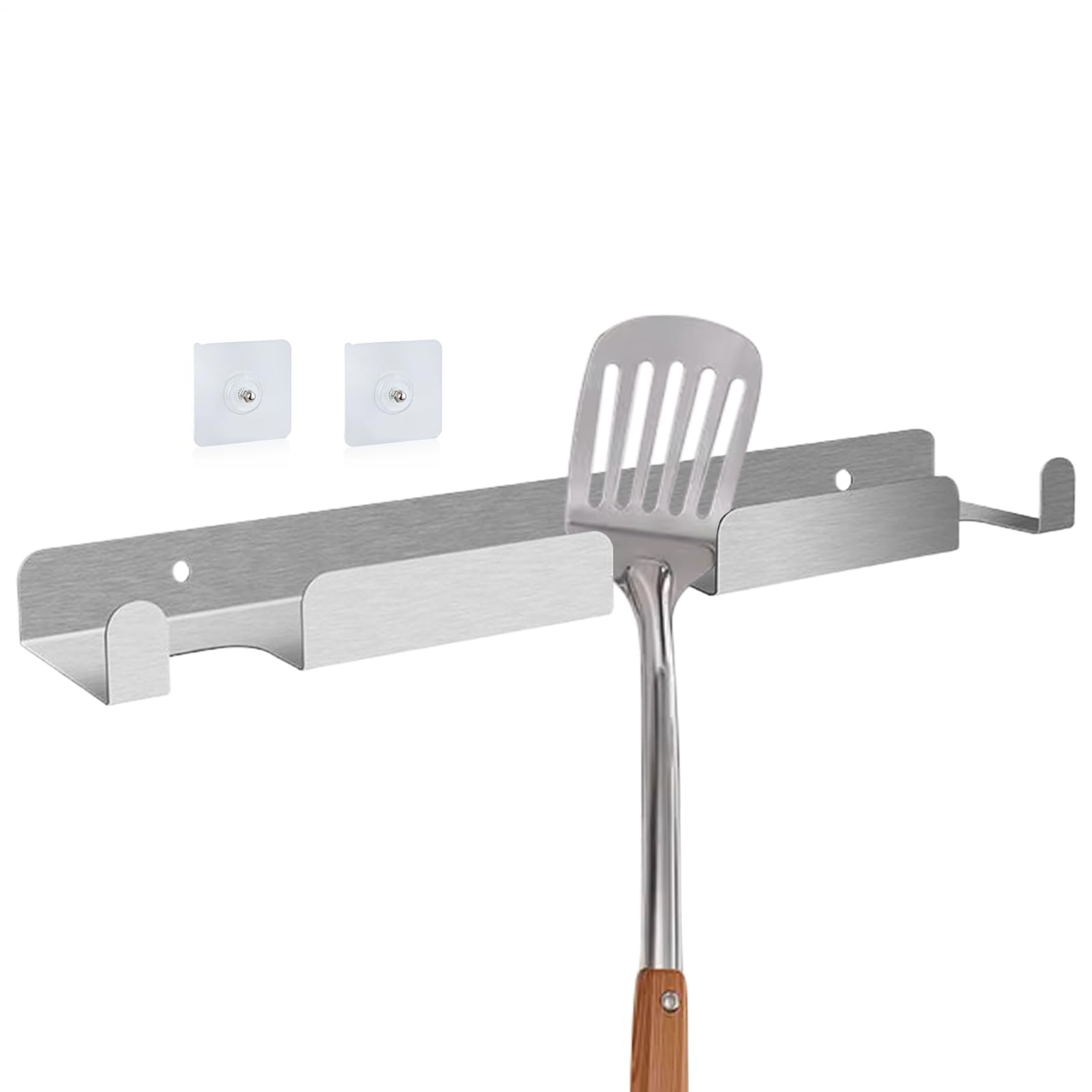 Porta pala per pizza, in acciaio , 41,5 x 8,3 x 3 cm, da parete, , organizer da cucina per spazzole, spatole, cucchiai, ristorante, negozio, casa, uso argento