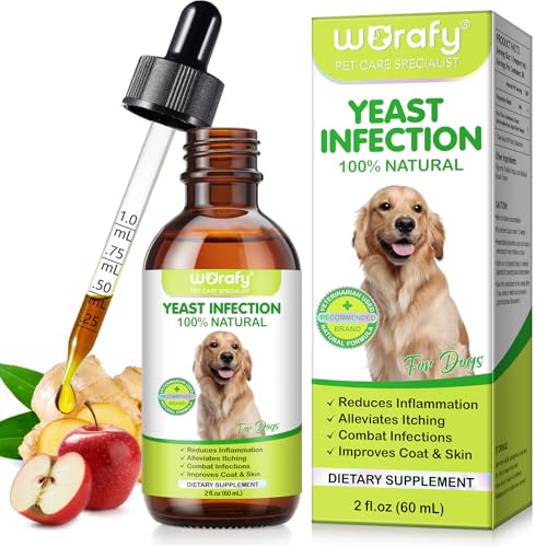 Natural Yeast Infection Drops for Dogs - Ear & Skin Support for Itch Relief, Allergy & Paw Licking Relief, Supports Healthy Skin & Coat - Vet-Recommended Formula (60ml)