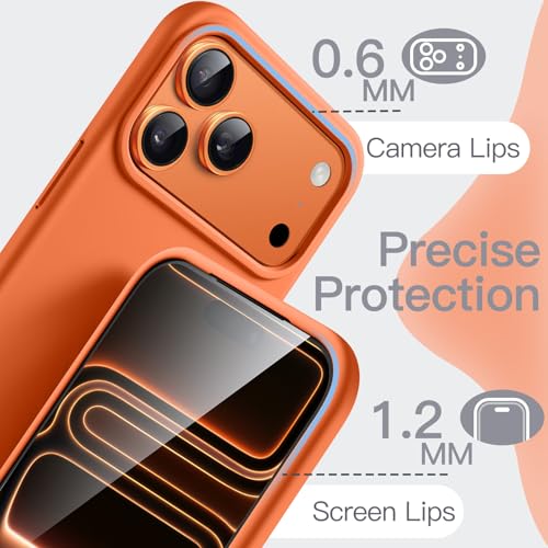 Image of JETech Liquid Silicone Case for iPhone 17 Pro Max 6.9-Inch, Silky Soft Touch Full-Body Protection, Anti-Scratch Shockproof Phone Cover with Microfiber Lining (Orange)