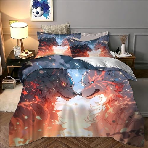 Housse de couette loup 3D 140x200 microfibre lit simple hypoallergénique - 6