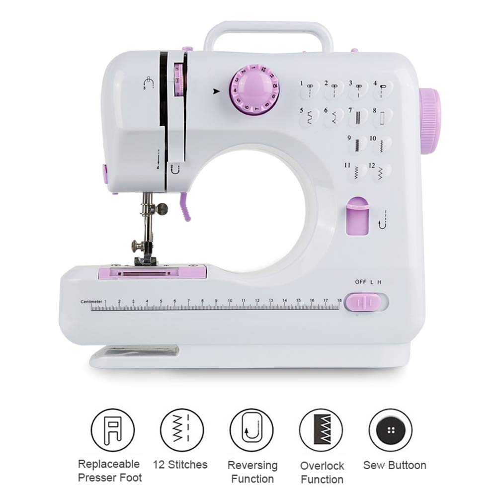 OHMG Mini machine à coudre,machine à coudre portable pour les adultes débutants,vitesse de travail manuel électrique crafting patchwork machines à coudre électriques surjeteuses avec pédales