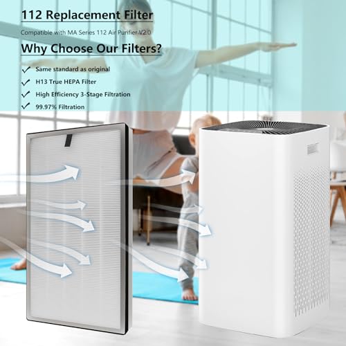 BesReyDa 112 Replacement Filter Compatible with MA Series 112 V2.0 Air Purifier, 3-in-1 H13 Filtration True HEPA Activated Carbon Filter, (4 Pack) by BesReyDa - Used condition - Image 2