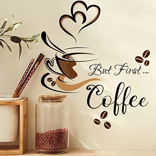 HGDESIGN® Wandtattoo Wandaufkleber Kaffee Zeit But First Coffee Eule...