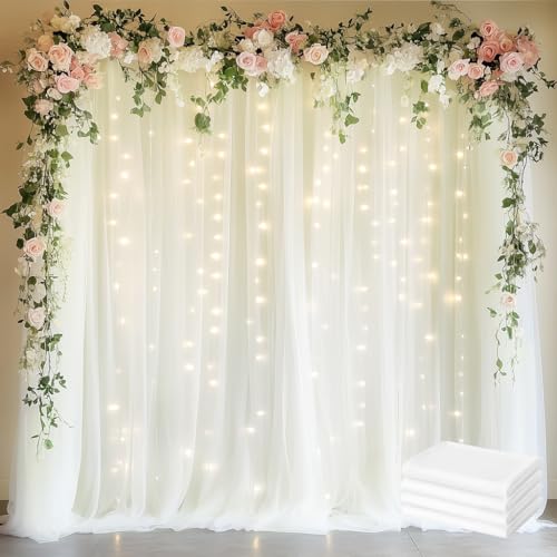 Cortinas Fomcet de tul con luces 20FT x 8FT 4 paneles miniatura 1