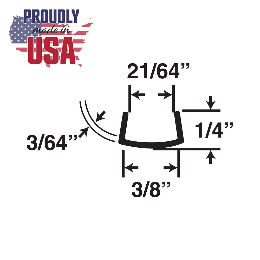 Outwater Plastics White 3/8'' RPVC Plastic U-Channel/C-Channel 48 Inch Lengths (Pack of 3)