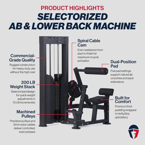 Image of Titan Fitness Selectorized Abdominal & Lower Back Machine, 200 LB Weight Stack, Adjustable 2-in-1 Ab and Back Workout Equipment, Home Gym Exercise Machines