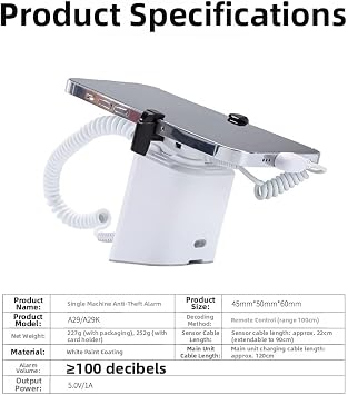 Mobile Phone Anti-Theft Alarm Stand - Cell Phone Security Display Holder Smartphone Burglar Alarm System (US Plug) (for Type-C Interface)
