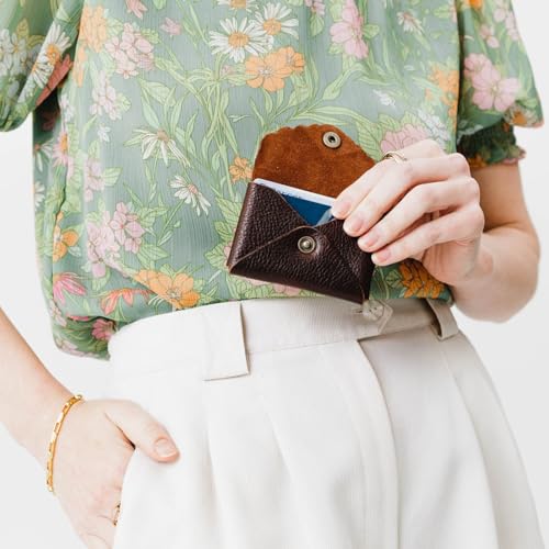 Image of Portland Leather Goods Mini Daisy Wallet for Women - Handmade from the Finest Full-Grain Hides - Features Envelope Design with Snap Closure - Coldbrew