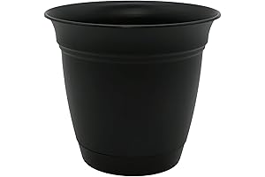 The HC Companies 10 Inch Black Plastic Pot with Saucer