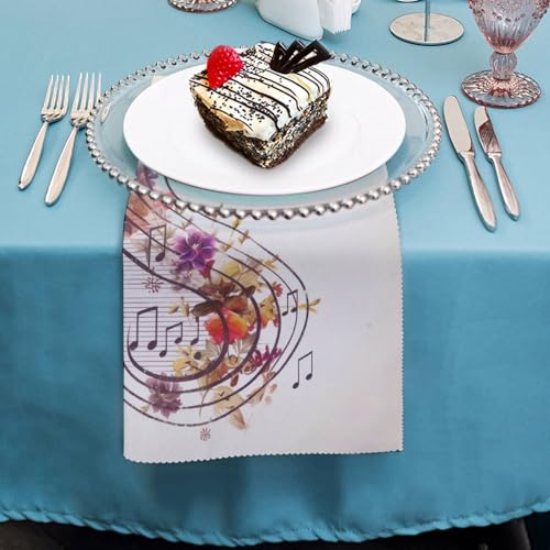 Servilletas de tela floral con notas musicales, set de 4 miniatura 4