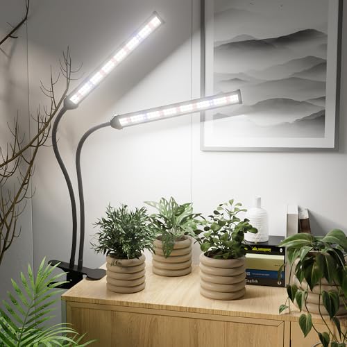 Image of GooingTop LED Grow Light,White Full Spectrum Clip Plant Growing Lamp with High Power Red Blue LEDs for Indoor Plants,Dimming & Optional Auto Timer
