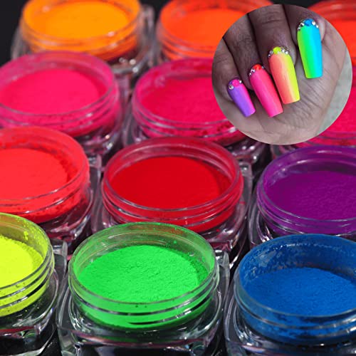 13 Boxes Neon Pigment Powder Set Fluorescent Nail Glitter Eye Powder Manicure Decoration Nail Art Dust Pigment Paillettes #TOP5