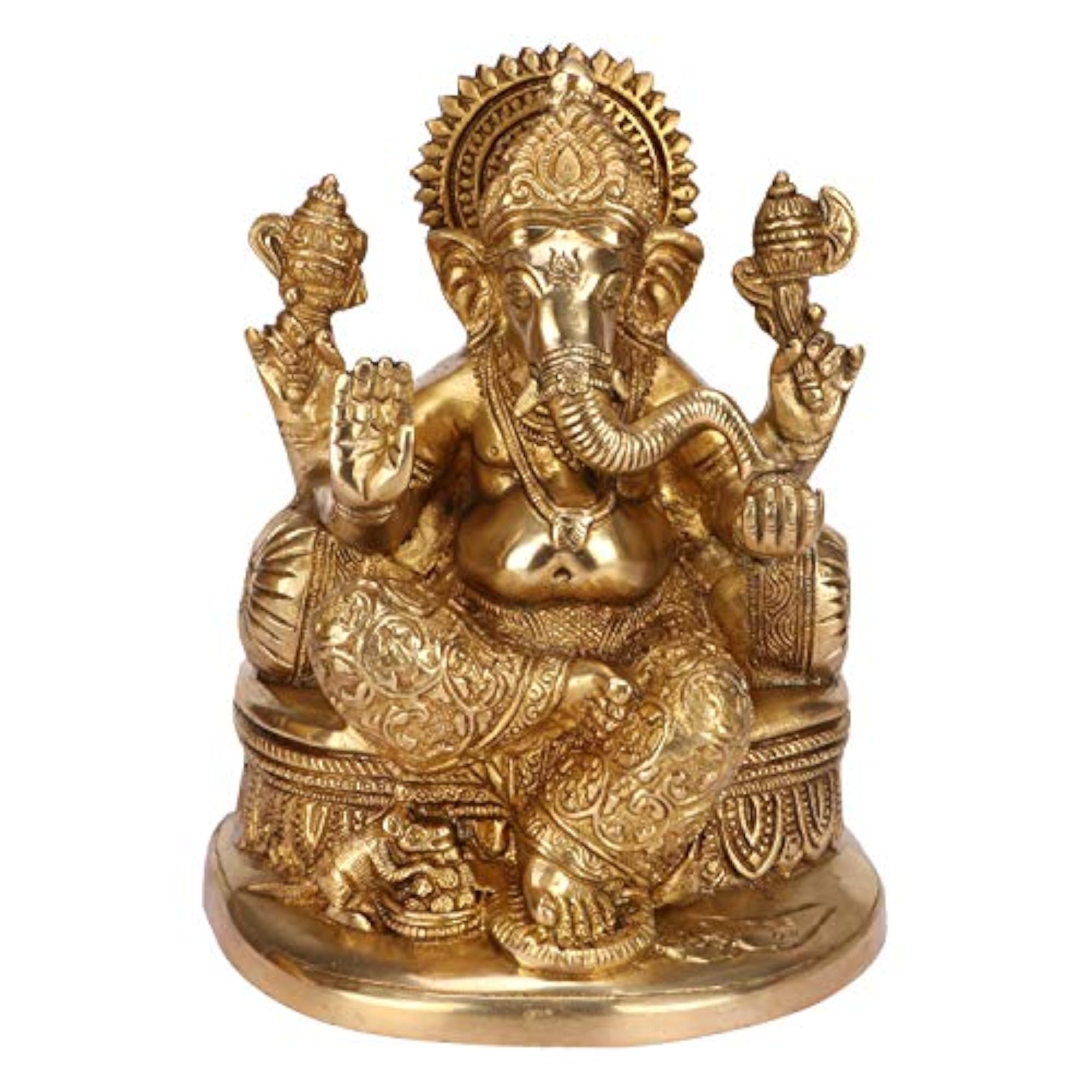 Brass Ganesha Idol for Home Decoration, Gift for Festivals