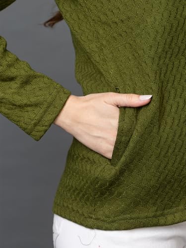 Image of Wear lusso Women's Woolen V-Neck Buttoned Full Sleeve Cardigan Self Design Soft Wool Fabric Winter Wear Pure Wool Sweater with Pockets Stylish Outdoor and Office Wear Girls