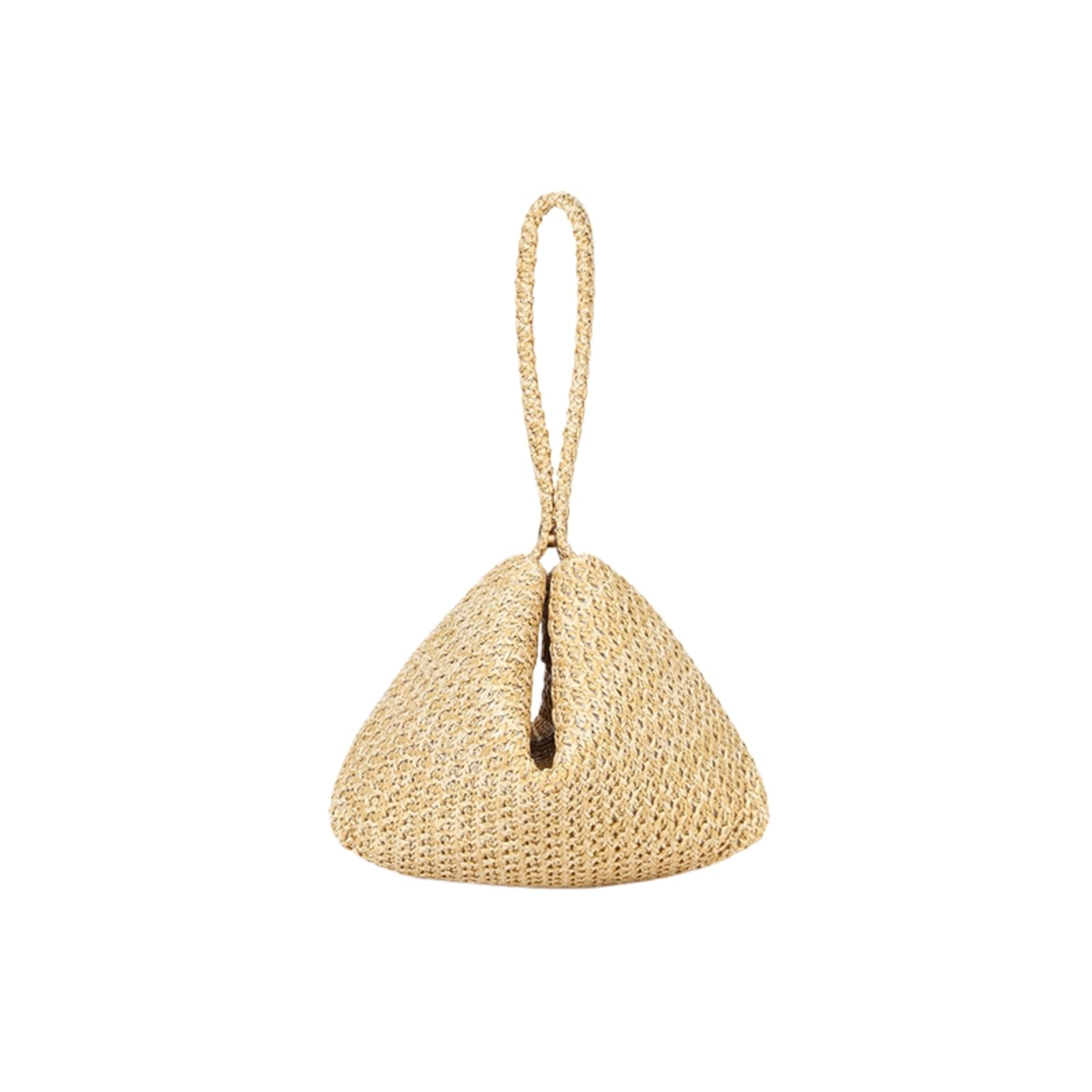 Stroh Schultertasche Clutch Tasche Schließung Abend Handtasche Mit Rivetsummer Frauen Strand Raffia Handtasche-beige with Bead