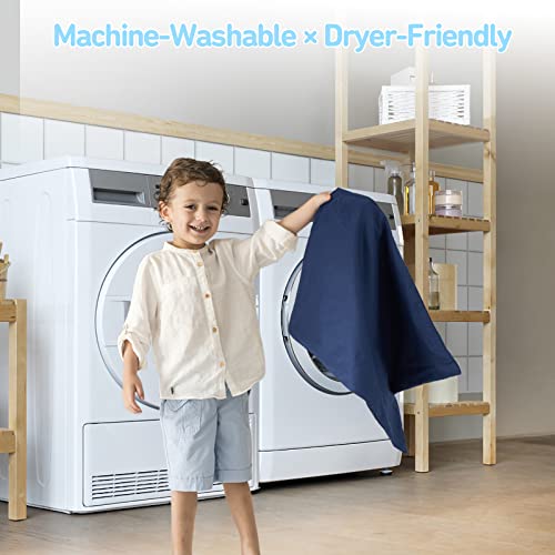 Babebay Toddler Pillow With Pillowcase, 13×18 100% Cotton Toddlers Pillows For Sleeping, Machine Washable Pillows Perfect For Toddler Bed, Daycare, Small Pillows For Kids, Neutral - Navy Blue #TOP6